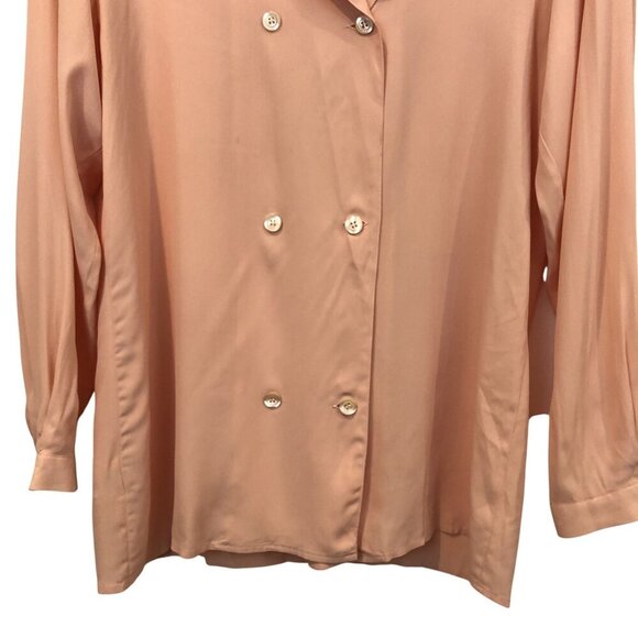 Emporio Armani Silk Blend Double Breasted Button Front Long Sleeve Blouse 40 - Picture 5 of 12